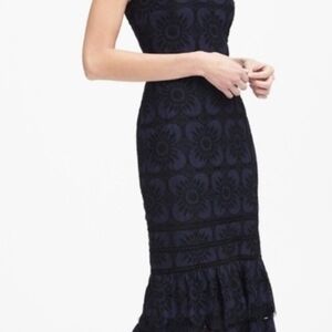 Banana Republic Navy Floral Midi Dress